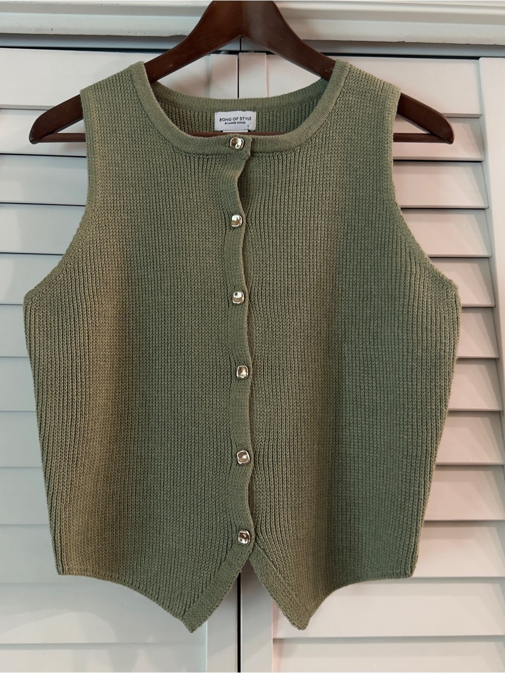 Song of Style Green Knit Button Front Sleeveless Top - Size M